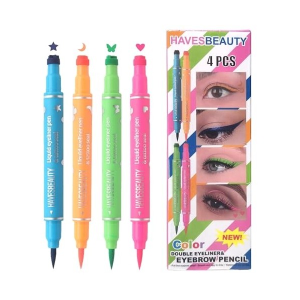 Stamp Eye Liner Pen – Eyeliner vibrant, maquillage pour les yeux anti-taches | Tampon liquide longue durée 4 couleurs, outil 