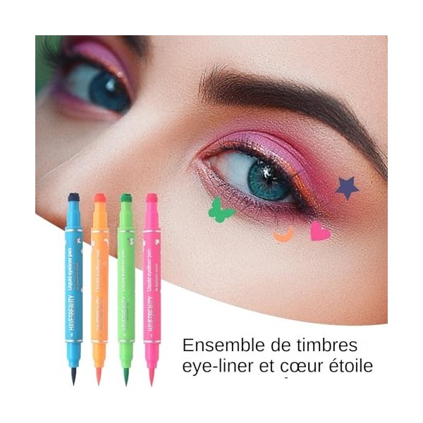 Stamp Eye Liner Pen – Eyeliner vibrant, maquillage pour les yeux anti-taches | Tampon liquide longue durée 4 couleurs, outil 