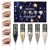 5 Couleurs Glitter Eyeliner Liquide, Diamant Scintillant Eyeliner, Ensemble Imperméable Eye-liner, Fard à Paupière Paillette 