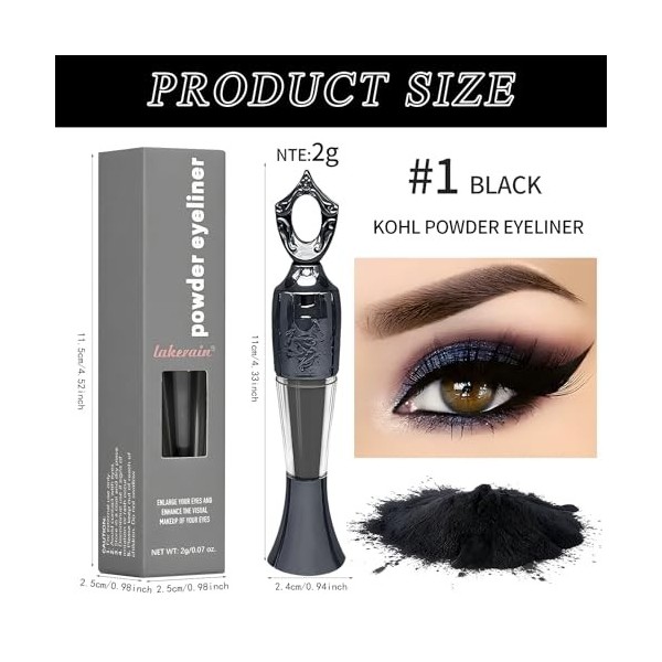 Eyeliner 2g, Crayon Eye-Liner Noir Idéal pour les Yeux Charbonneux - Hautement Pigmenté et Hypoallergénique - Facile à Appliq