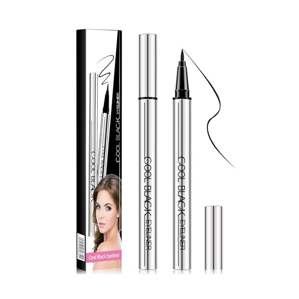 Eyeliner noir,Eyeliner Waterproof,Eyeliner Liquide,Eyeliner précis et durable,Pointe Précision,Tenue 24H,Waterproof,teinture 