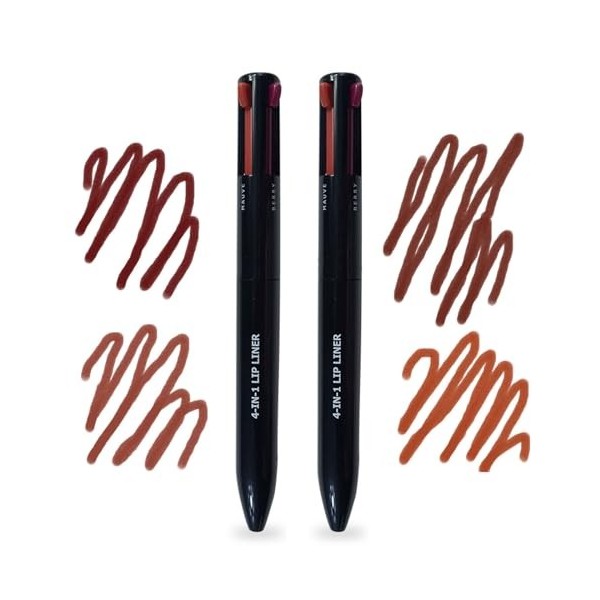 BeauFairy Crayon Maquillage 4 en 1, 2 Pièces, Multi-Fonction Maquillage Beauté Stylo, Eyeliner, Crayon à Sourcils, Crayon à L