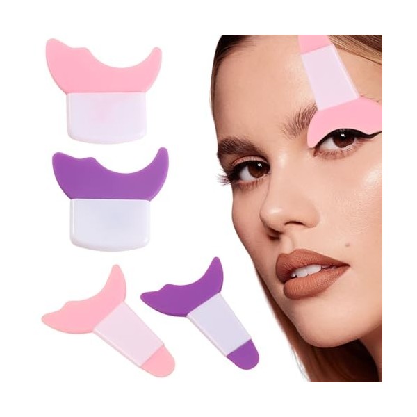 Acpetdr Lot de 3 pochoirs pour eyeliner - En silicone - Outil pour débutants - Pochoir eyeliner - Pointes dailes - Outil de 