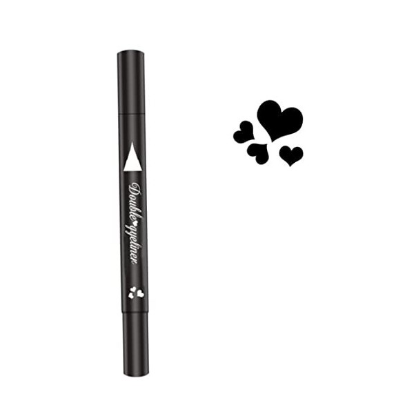 Eyeliner Stamp 2 en 1 à double tête imperméable liquide Eyeliner stylo outil de maquillage noir coeur noir