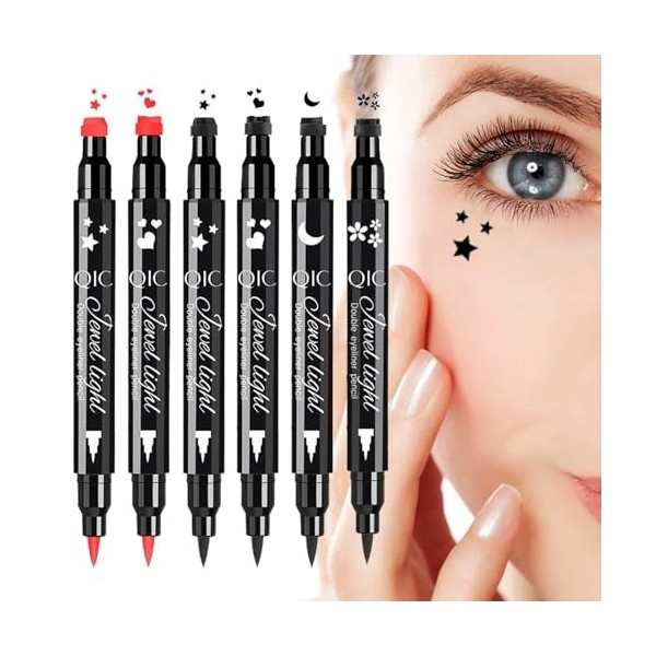 Pochoir Eye Liner Pen,Stylos Tampon Eye Liner,Crayon eye-liner noir - Stylo Eye-Liner à Double tête, doublure liquide impermé