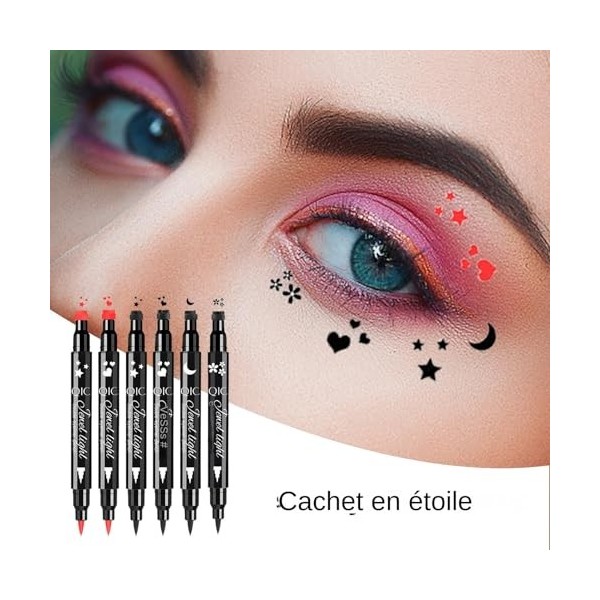 Pochoir Eye Liner Pen,Stylos Tampon Eye Liner,Crayon eye-liner noir - Stylo Eye-Liner à Double tête, doublure liquide impermé