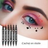 Pochoir Eye Liner Pen,Stylos Tampon Eye Liner,Crayon eye-liner noir - Stylo Eye-Liner à Double tête, doublure liquide impermé