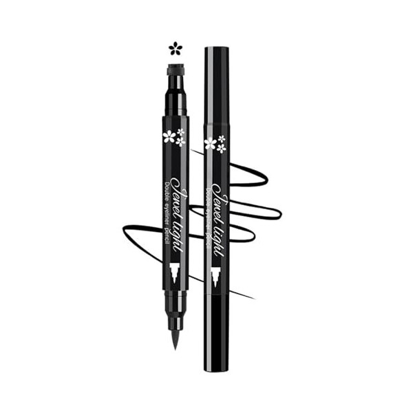 Tampon Eyeliner, 2 en 1 Imperméable Eyeliner, Crayon Eyeliner Liquide, Waterproof Stylo Eyeliner, Eye Liner Noir Waterproof, 