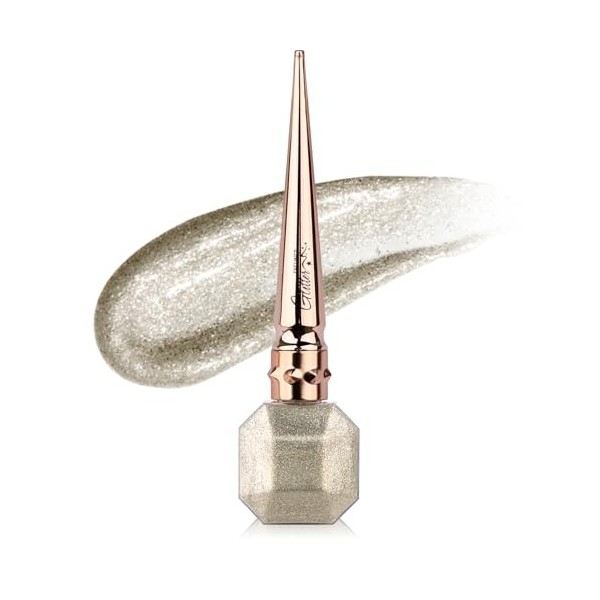 Eyeliner fin Pailleté 10 Champagne Gold Eyeliner Liquide Métallisé Scintillant Longue Durée Ombre à Paupières Liquide Paillet