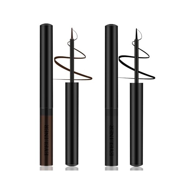 Apooliy 2pcs Matte Eyeliner,Eyeliner liquide waterproof,Stylo Eyeliner 2 Couleurs Longue Tenue，Stick Eyeliner coloré à séchag