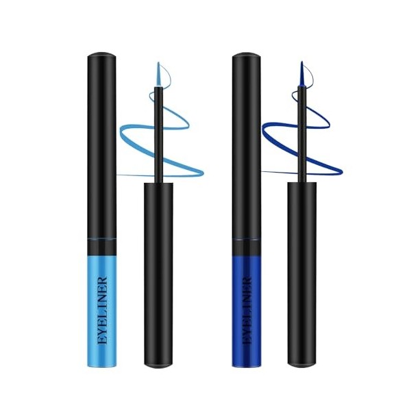 Apooliy 2pcs Matte Eyeliner,Eyeliner liquide waterproof,Stylo Eyeliner 2 Couleurs Longue Tenue，Stick Eyeliner coloré à séchag