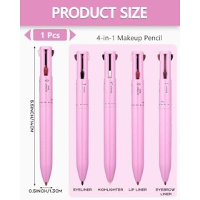 AORHOFJ Stylo de maquillage 4 - en - 1, Eyeliner, crayon à sourcils, crayon à lèvres et fluorescent, stylo de maquillage mult