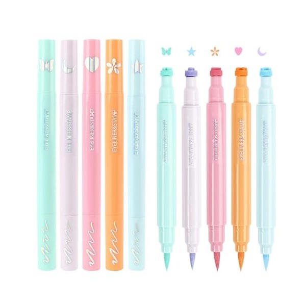 Holdes Eye-liners ailés colorés,eye-liner liquide coloré,Ensemble de tampons eye-liner à séchage rapide | Eye-liners à ailes 