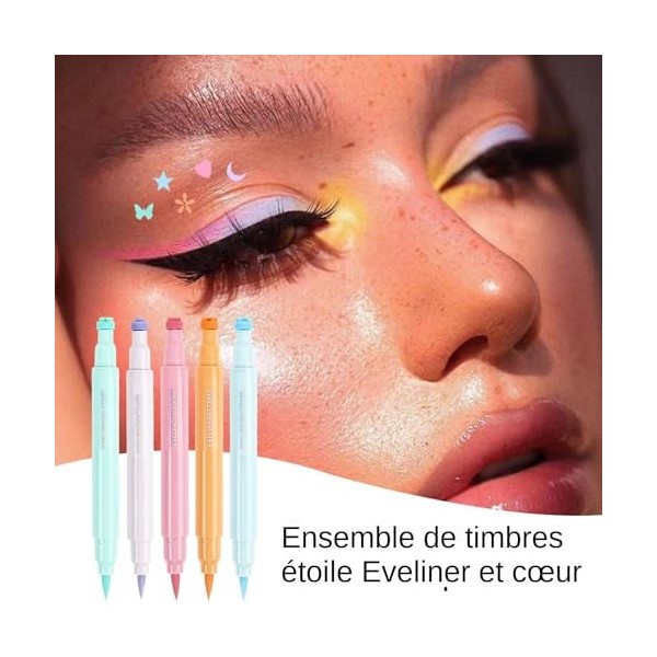 Holdes Eye-liners ailés colorés,eye-liner liquide coloré,Ensemble de tampons eye-liner à séchage rapide | Eye-liners à ailes 