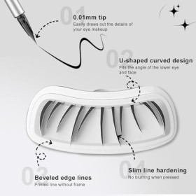 Eyeliner 2 en 1 imperméable 2024 avec tampon à cils bas et crayon eye-liner, séchage rapide, durable, agrandit les yeux, faci
