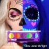 10 Couleurs Néon Peinture pour le Visage Eyeliner Maquillage, Palette deyeliner Activé par Leau, Neon Rainbow Face Paint, P