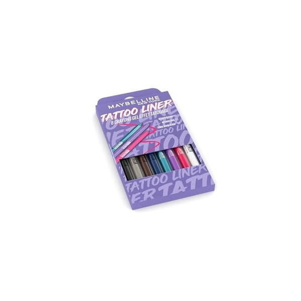 Maybelline New-York - Coffret Crayon Gel Yeux Effet Tatouage - Waterproof & Tenue 36h - Tattoo Liner - 8 Teintes
