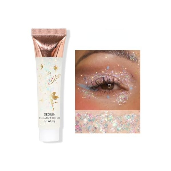 HoiLiLu Maquillage Fard à Paupières Écaille de Sirène Gel avec Paillettes pour Visage, Lèvres, Corps et Scène 8 