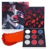 Horuili® Halloween Clown fards à paupières, Clown noir et rouge fards à paupières, 9 couleurs Pearl Gloss paillettes fards à 