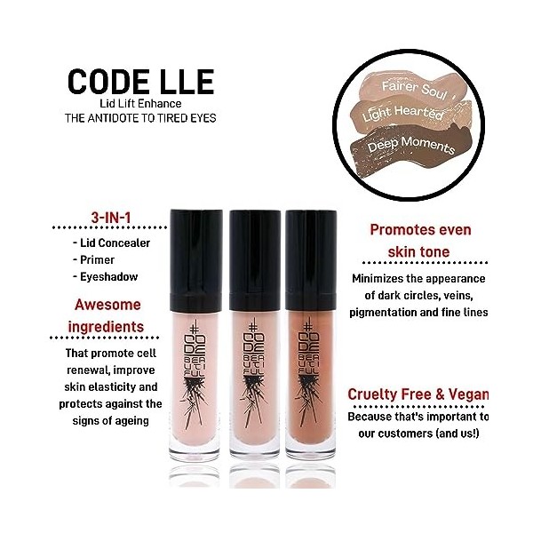 CODE Beautiful Eye Primer et Correcteur sous les yeux | Base de fard à paupières | Eye Lift - Lantidote aux yeux fatigués | 