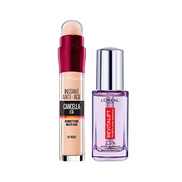 Maybelline New York The Age Corrector Multipurpose Liquid Concealer Colour 02 Nude avec applicateur éponge + Anti-Wrinkle Ref