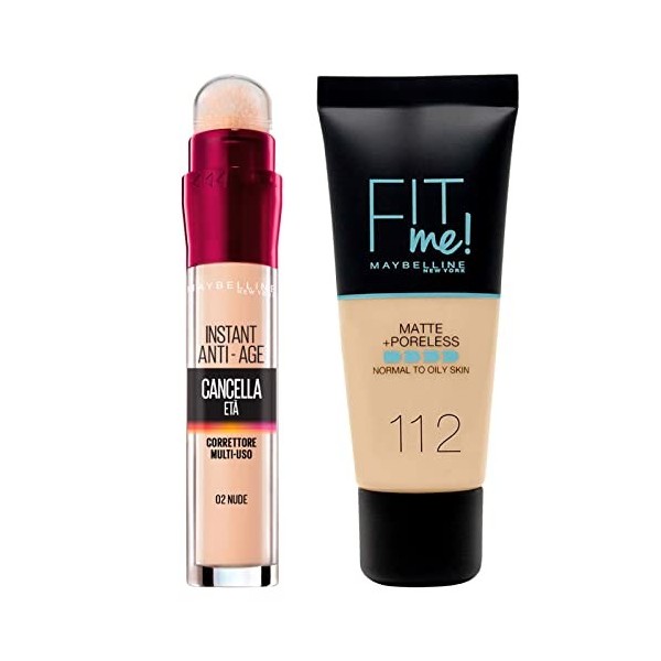 Maybelline New York The Age Corrector Multipurpose Liquid Concealer Colour 02 Nude avec applicateur éponge + Anti-Wrinkle Ref