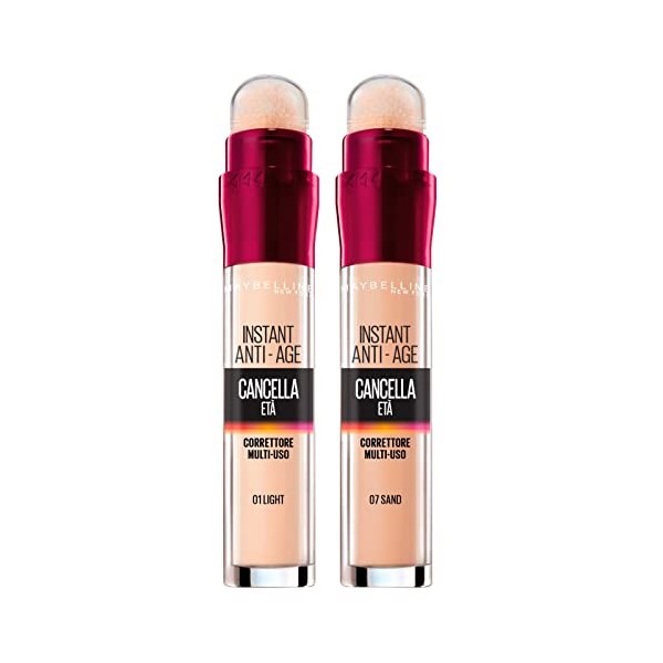 Maybelline New York The Age Corrector Multipurpose Liquid Concealer Colour 02 Nude avec applicateur éponge + Anti-Wrinkle Ref