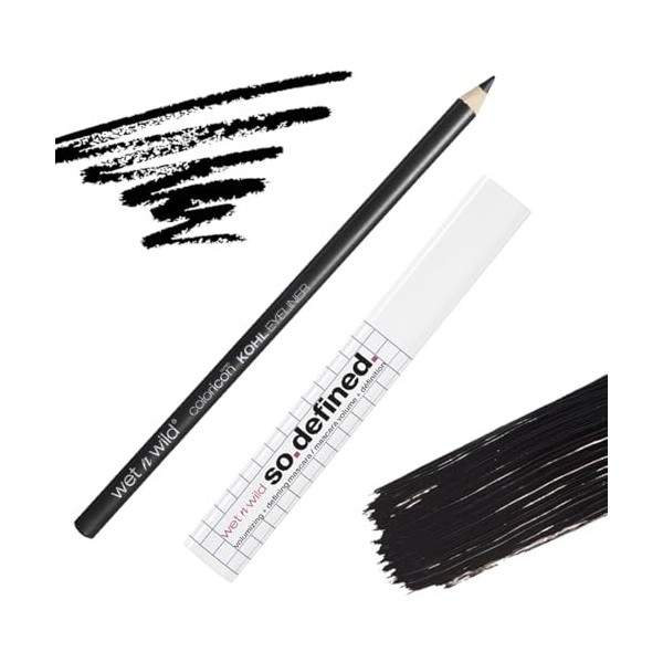 Wet n Wild, So Defined Volumizing + Defining Mascara avec en Bonus le Crayon Eyeliner Color Icon Kohl, Hautement Pigmenté, 2 