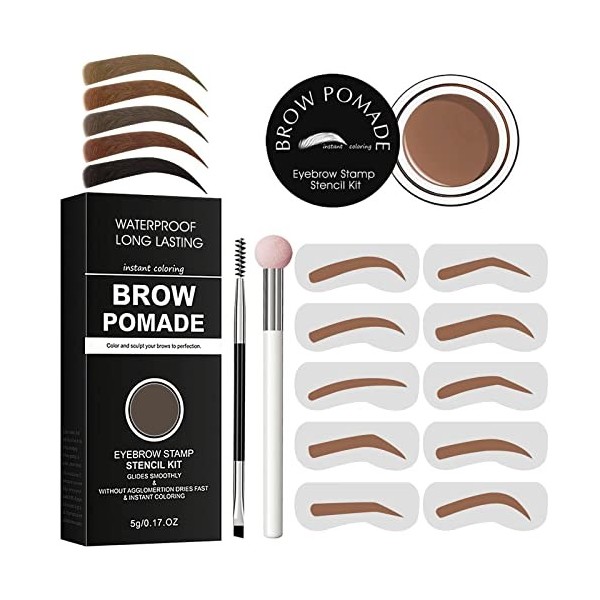 Kit de pochoirs pour sourcils - Étanche - Kit de trio de sourcils - Maquillage parfait avec applicateur éponge - 10 pochoirs 