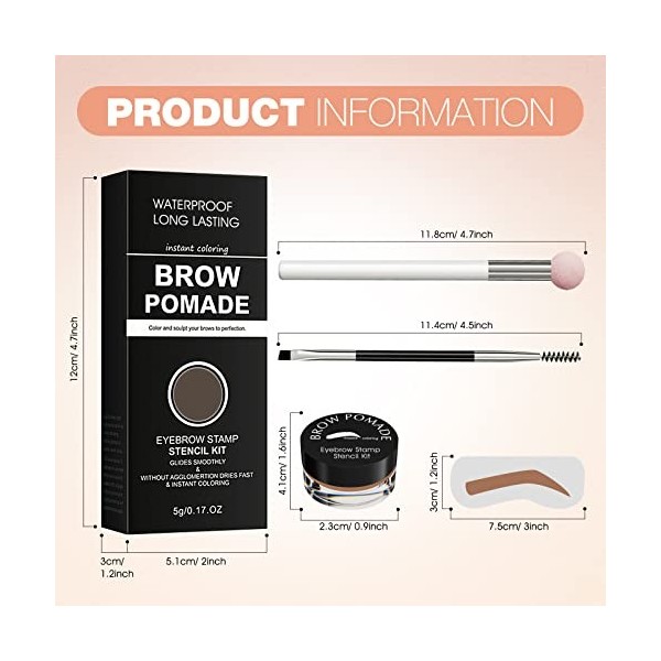 Kit de pochoirs pour sourcils - Étanche - Kit de trio de sourcils - Maquillage parfait avec applicateur éponge - 10 pochoirs 