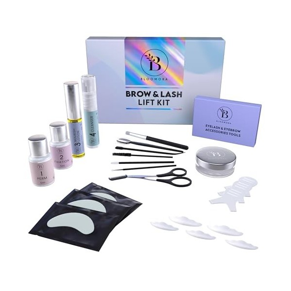 Kit Rehaussement de Cils, Brow Lift Kit Sourcil, Solution 2 en 1, Durée de 6-8 Semaines, 15 Applications, Kit de Permanente D