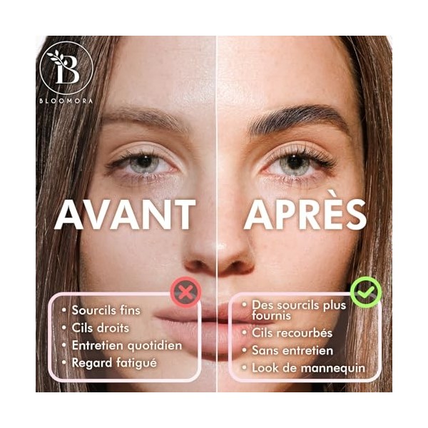 Kit Rehaussement de Cils, Brow Lift Kit Sourcil, Solution 2 en 1, Durée de 6-8 Semaines, 15 Applications, Kit de Permanente D