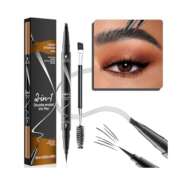 Élégant stylo précis à 4 pointes pour un maquillage complet des sourcils, facile à enlever et à appliquer