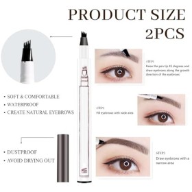 Moguri Lot de 2 crayons à sourcils Microblading résistants à leau - 4 pointes - Crayon à sourcils pour le dessin des poils, 