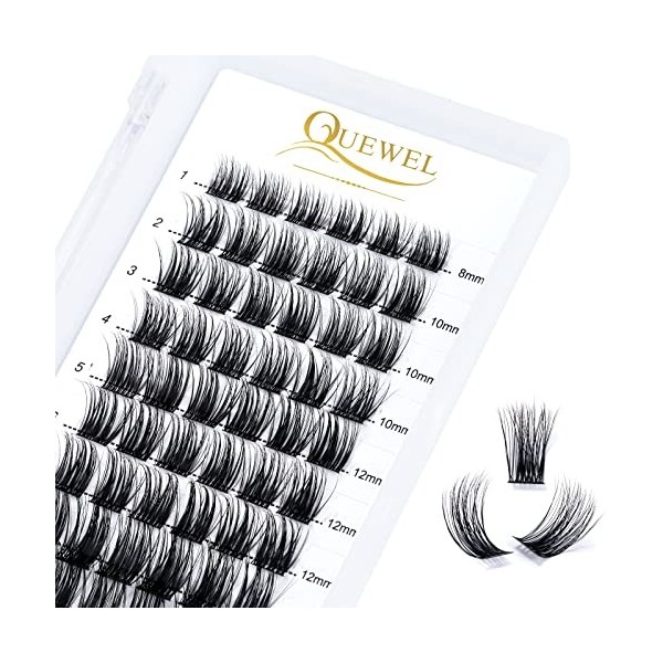 QUEWEL Cils individuels Cils individuels Cluster Lashes D Curl MIX8-16 Segments de cils Fond de teint large Cils individuels 