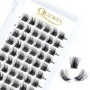 QUEWEL Cils individuels Cils individuels en grappe C Curl 12 mm Segments de cils Fond de teint large Cils individuels pour le