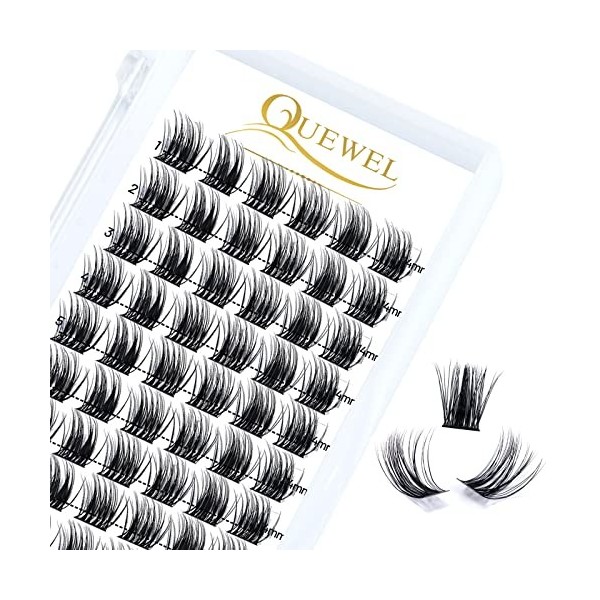 QUEWEL Cils individuels Cils individuels en grappe C Curl 14 mm Segments de cils Fond de teint large Cils individuels pour le