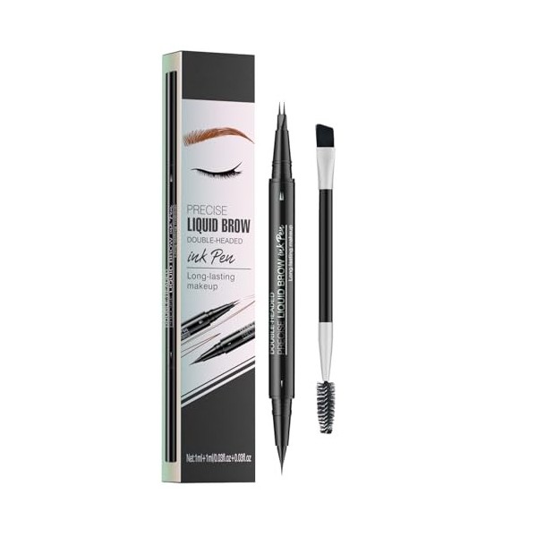 Stylo À Sourcils Courbé - Crayons À Sourcils Double Extrémité 2 En 1, Crayon Contour Des Sourcils Microblading Magique Avec P