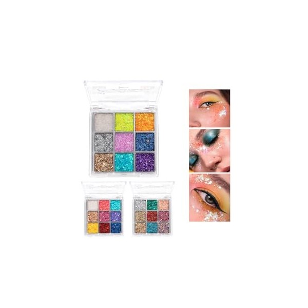 Paillettes Palette De Fards à PaupièRes FêTe Maquillage Cosplay Glitter Patch Visage Et Corps Palette De Fards à PaupièRes 9 