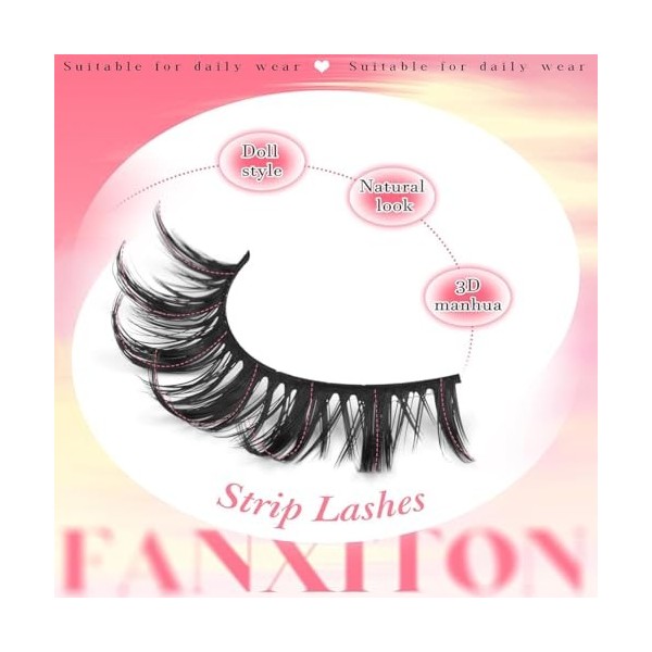 ZEPIQOR Faux Cils Naturel Bande Transparente Minces 10 Paires 3D Faux Cils Oeil de chat Reutilisable Fake Lashes Moelleux fai