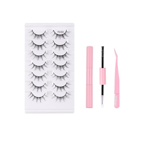 FAIRYGATE Faux cils 3D Oeil de Chat Volume moelleux Curly Cat-Eye Cils artificiels Look Naturel, Réutilisables Faux cils de m