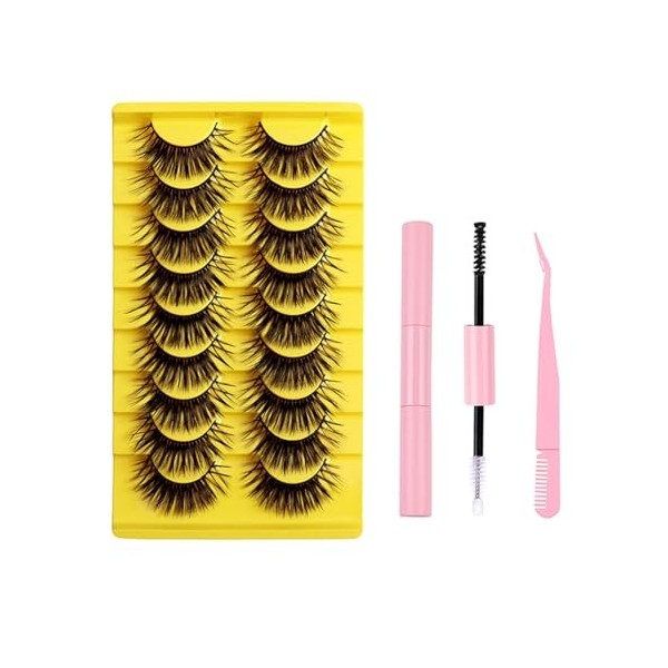 FAIRYGATE Faux cils 3D Oeil de Chat Volume moelleux Curly Cat-Eye Cils artificiels Look Naturel, Réutilisables Faux cils de m