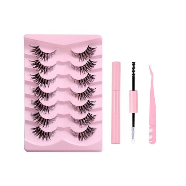 FAIRYGATE Faux Cils Fox Eye Lashes Naturel Faux Cils en œIl de Chat Fluffy Cat Eye Lashes Doux Angel Winged Fake Eyelashes B5