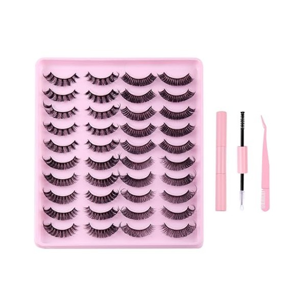 FAIRYGATE 3D Faux Cils Naturel Réutilisable Court Doux Cat Eyes Fake Lashes Maquillage Yeux de Chat False Eyelashes Kit Fait 