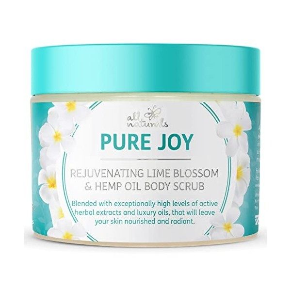 All Naturals, Exfoliating Body Scrub, Lime Blossom & Hemp Oil, 400g, Intensive Skin Nourishing & Skin Cell Reveval Treatment,