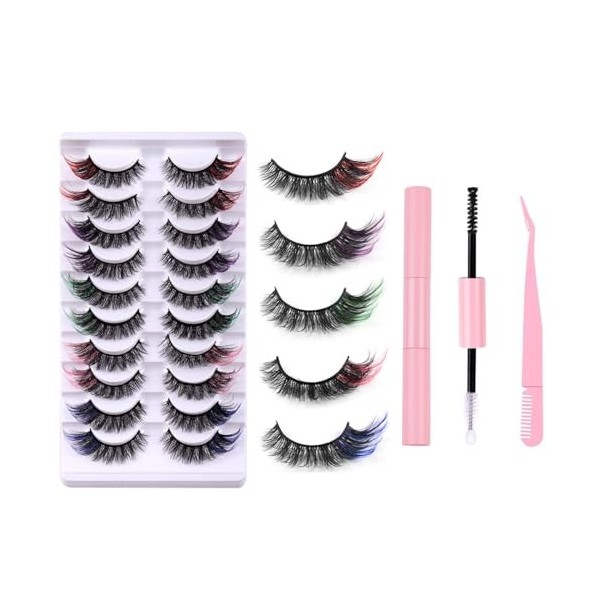 FAIRYGATE Faux Cils Volume Russe Naturel 3D Faux Cils Cat Eye Yeux de Biche Russian Fake Lashes Moelleux Faits à la Mai Cils 