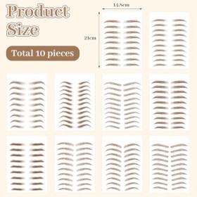 LunarCharm Lot de 10 feuilles de 98 paires dautocollants de tatouage pour sourcils - Imperméables - Aspect cheveux naturels 