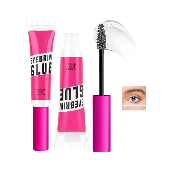 Pemarlis Gel à sourcils transparent Cire sculptante, imperméable longue durée - Gel Brow Gel avec brosse, Pour sourcils - Glu