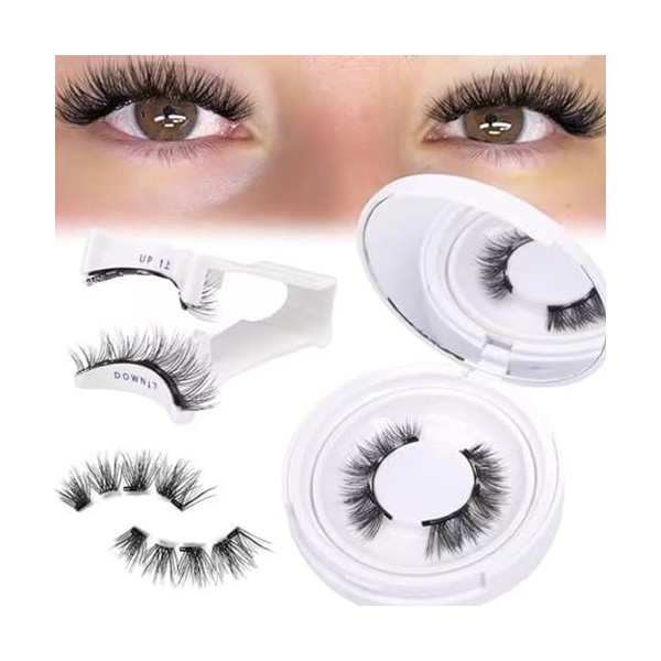 Lot de 2 paires de cils magnétiques réutilisables, faciles à mettre, aspect naturel, aspect naturel, avec applicateur, aucun 