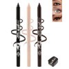 Lot de 3 crayons gel Waterline noir + nude + marron - Imperméable - Résistant aux taches - Longue durée de vie - Avec taille-